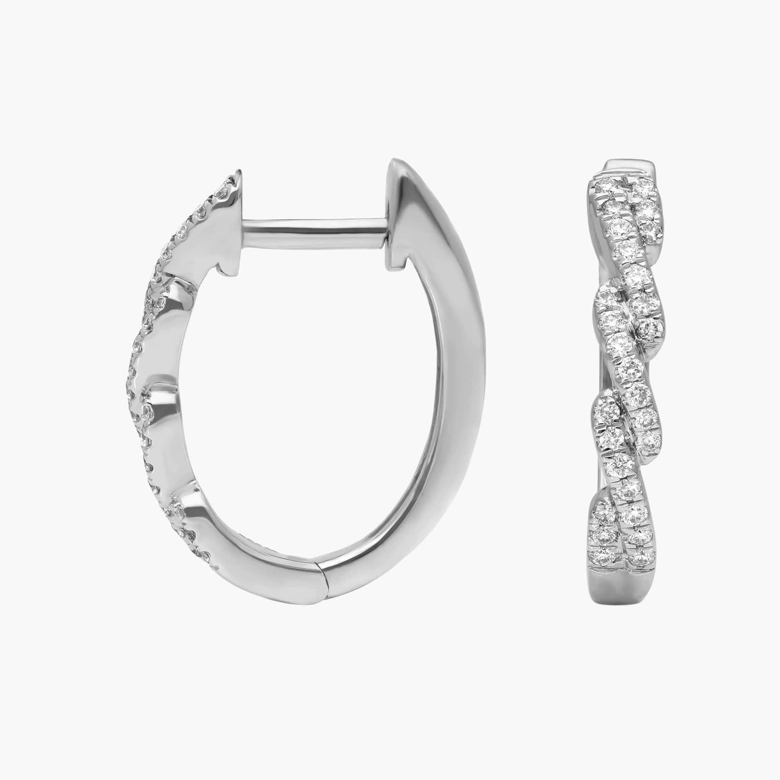 Diamond Pave Twist Hoop Earrings in 14k White Gold (1/4 ct. tw.)