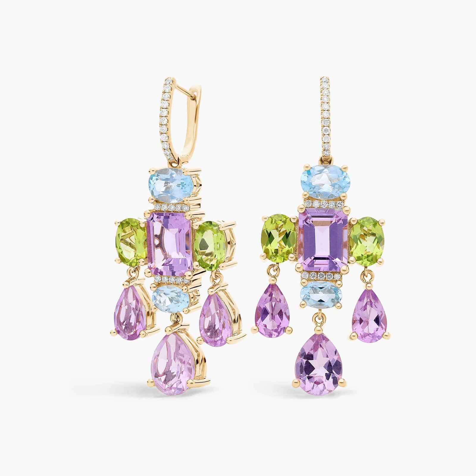 Amethyst and fashion peridot earrings