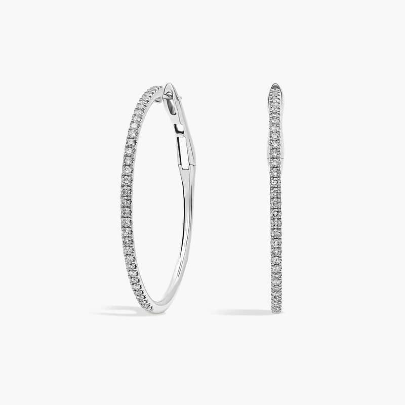 Skinny Diamond Hoop Earrings in 14k White Gold (1 ct. tw.)