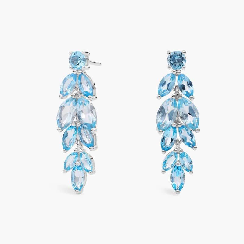 Sky Blue Topaz Fashion Petal Drop Earrings in Sterling Silver