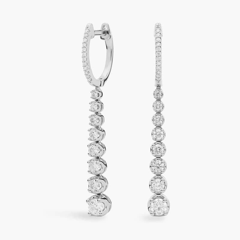 Graduating Diamond Drop Earrings in 14k White Gold (1 ct. tw.)