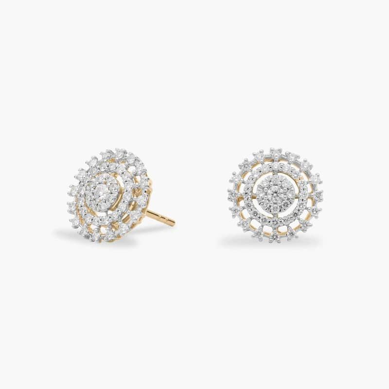 Sunburst Diamond Halo Stud Earrings in 14k Yellow Gold (1/2 ct. Tw.)