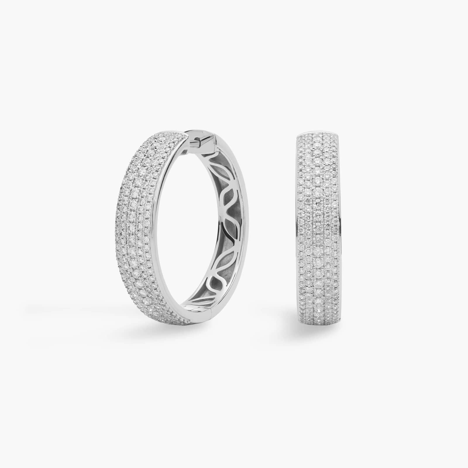 Multi-Row Diamond Hoop Earrings in 14k White Gold (1 1/8 ct. tw.)