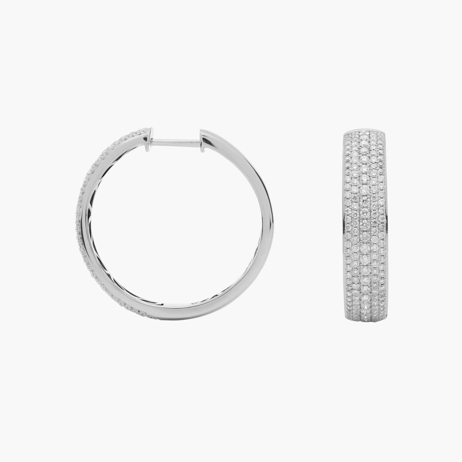 Multi-Row Diamond Hoop Earrings in 14k White Gold (1 1/8 ct. tw.)