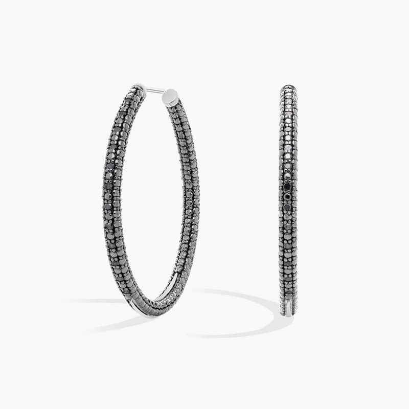 Black Diamond Hoop Earrings in Sterling Silver (1/4 Ct. Tw.)