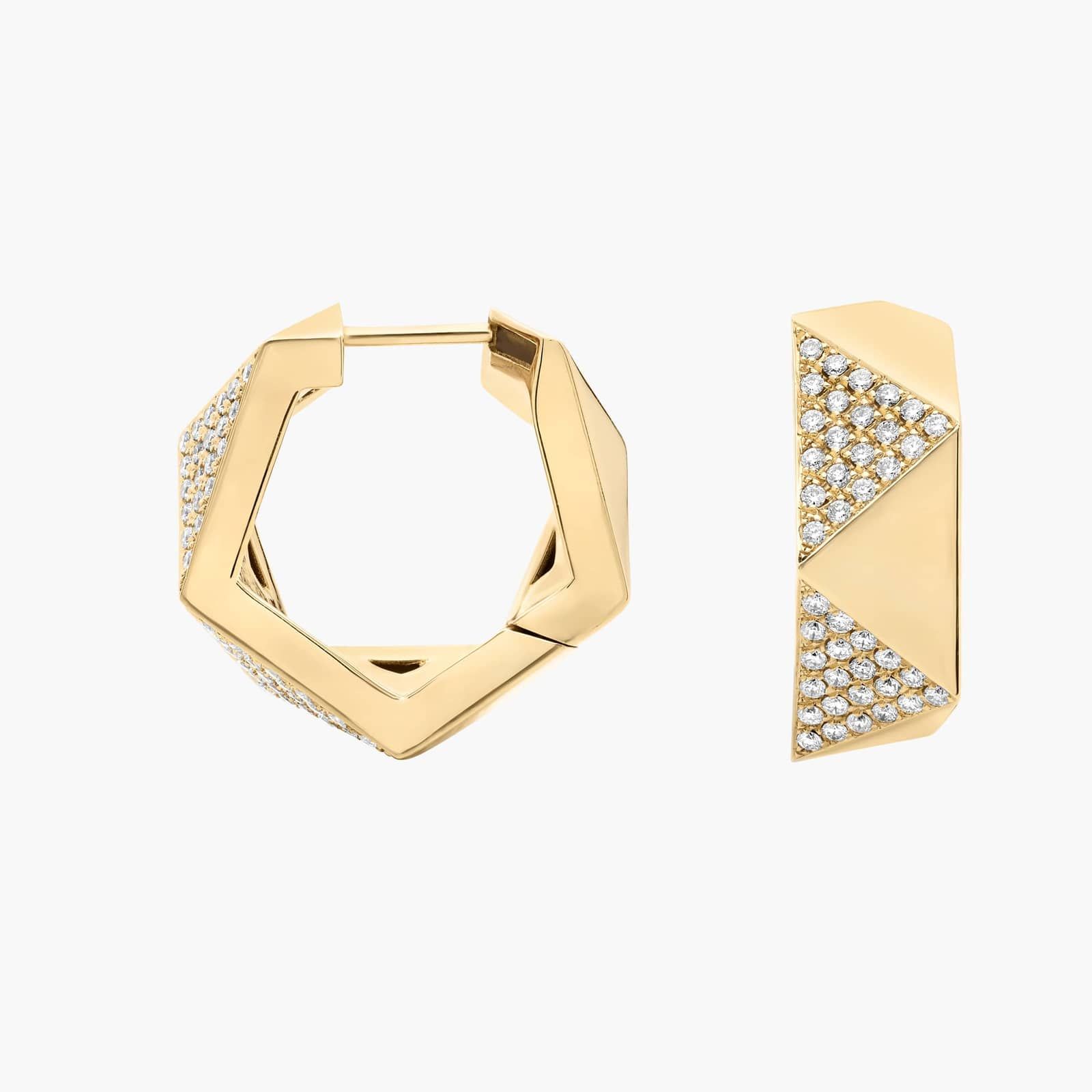 Geometric Diamond Hoop Earrings in 14K Yellow Gold (1/2 Ct. Tw.)