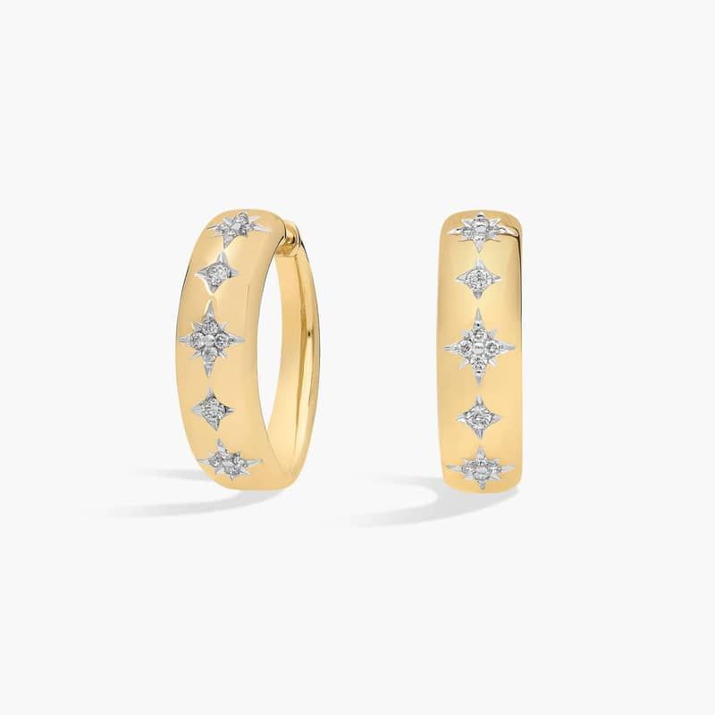 Diamond Glimmer Hoop Earrings in 14K Yellow Gold (1/4 Ct. Tw.)