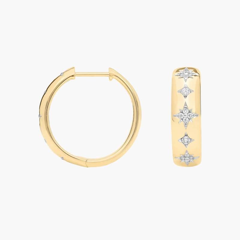 Diamond Glimmer Hoop Earrings in 14K Yellow Gold (1/4 Ct. Tw.)