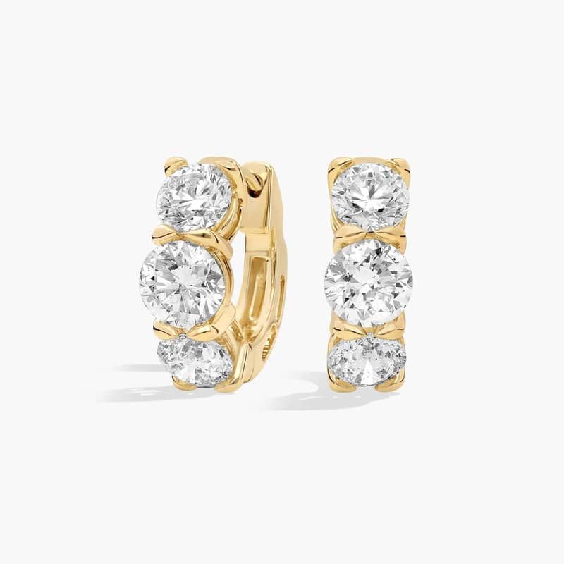 Round Diamond Huggie Earrings in 14K Yellow Gold (5 Ct. Tw.)