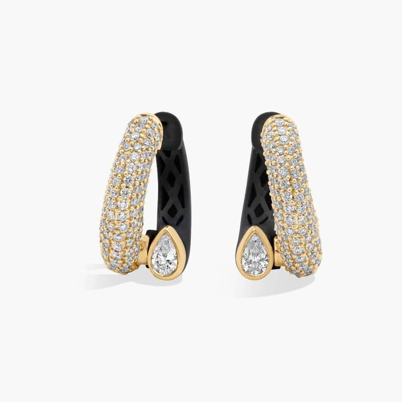 Pavé Lab Grown Diamond Fashion Hoops in 14k Yellow and Black Gold