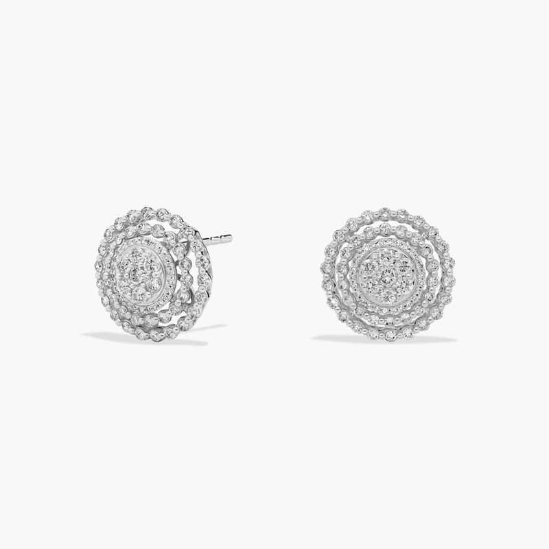 Round Diamond Cluster Stud Earrings in 14k White Gold (1 Ct. Tw.)