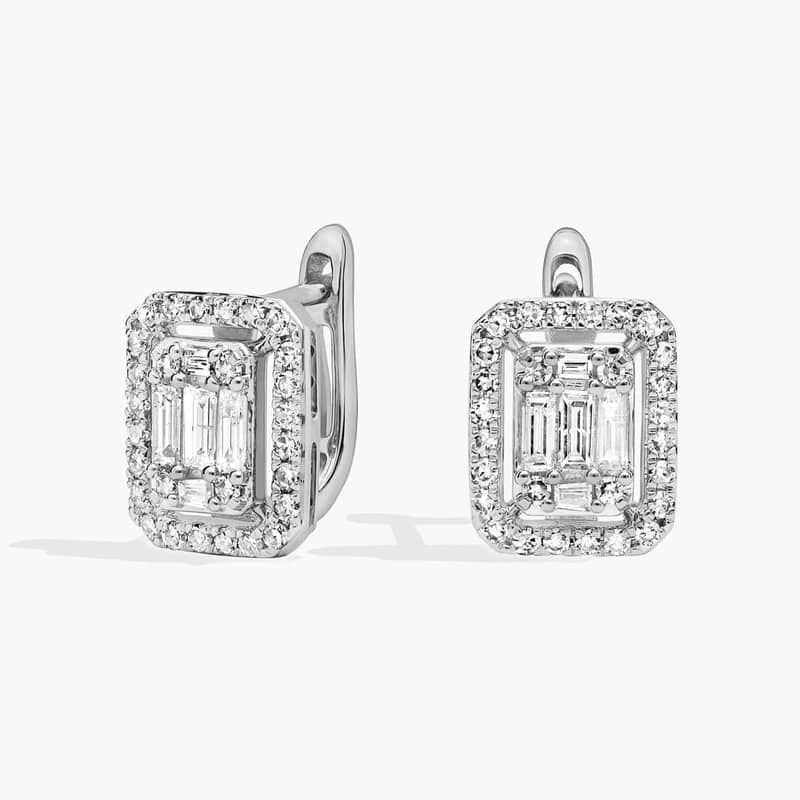 Diamond Halo Cluster Earrings In 14K White Gold (1/2 Ct. Tw.)