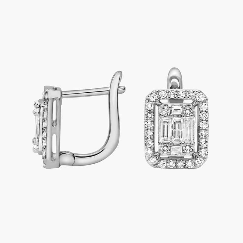 Diamond Halo Cluster Earrings In 14K White Gold (1/2 Ct. Tw.)