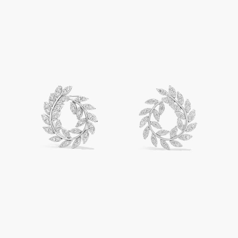 Dimond Wreath Stud Earrings In 14K White Gold (7/8 Ct. Tw.)