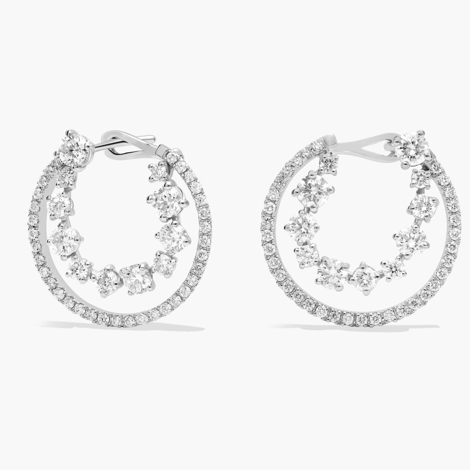 Double Row Floating Diamond Front-Back Earrings in 14K White Gold (2 3/5 Ct. Tw.)