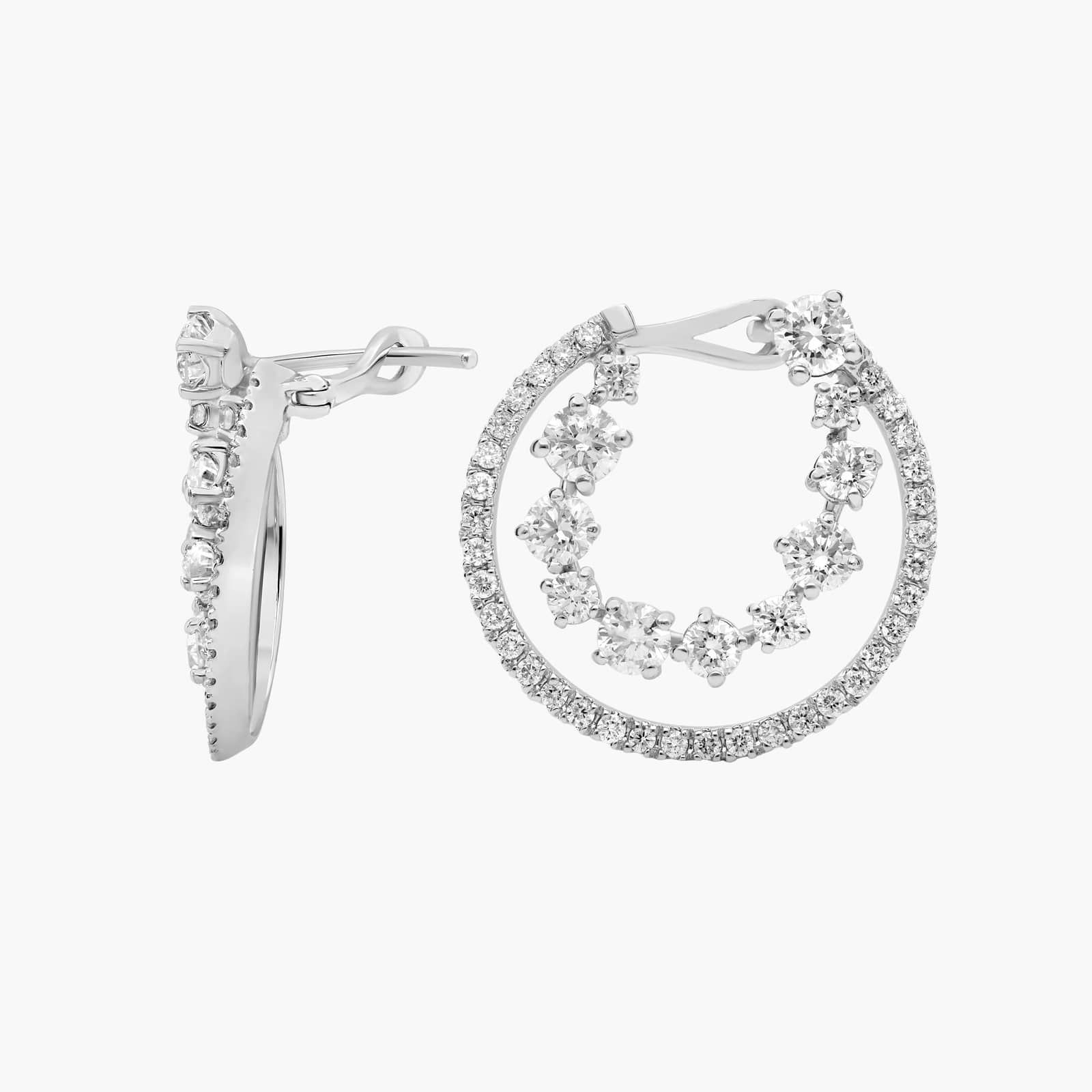 Double Row Floating Diamond Front-Back Earrings in 14K White Gold (2 3/5 Ct. Tw.)