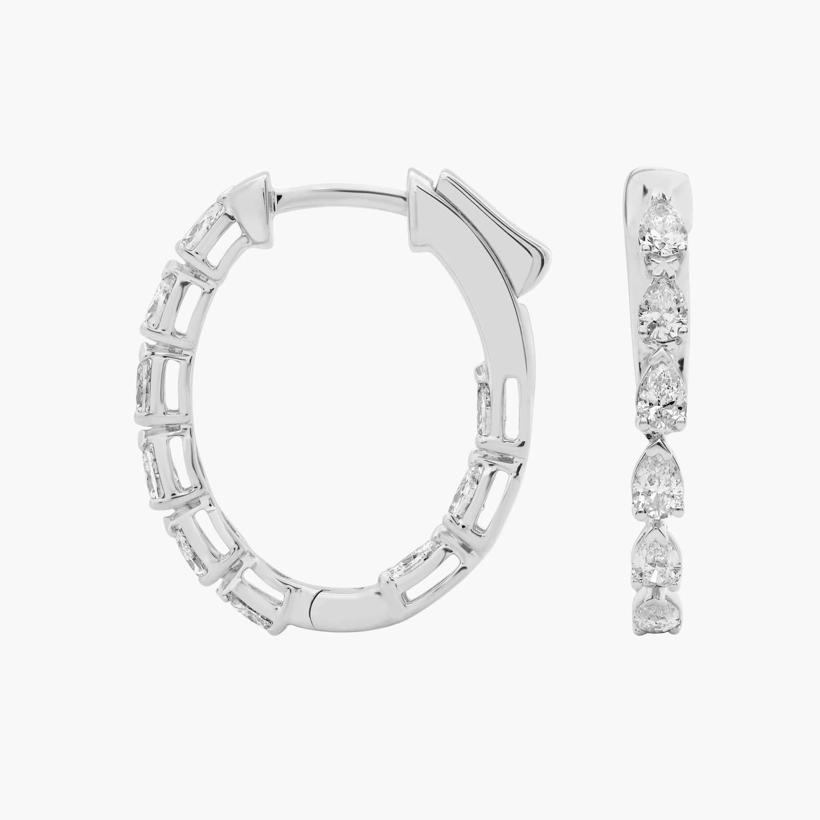 Inside Out Pear Cut Diamond Hoops in 14k White Gold (1 Ct. Tw.)