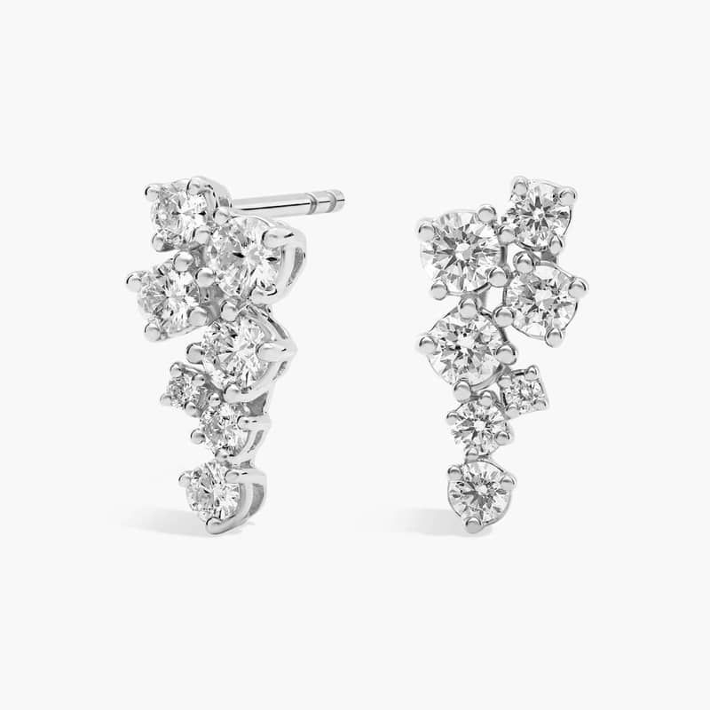 Cluster Diamond Drop Earrings in 14k White Gold (3/4 Ct. Tw.)