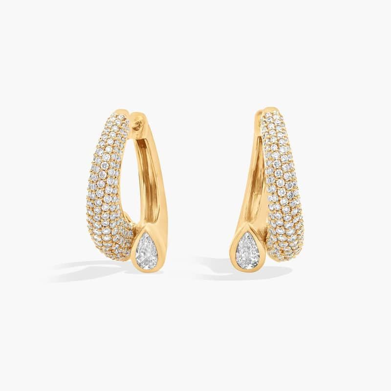 Lab Grown Pavé Diamond Pear Snake Earrings in 14K Yellow Gold (4 Ct. Tw.)