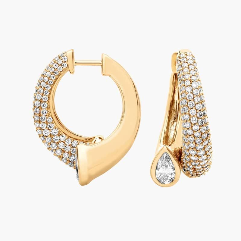 Lab Grown Pavé Diamond Pear Snake Earrings in 14K Yellow Gold (4 Ct. Tw.)