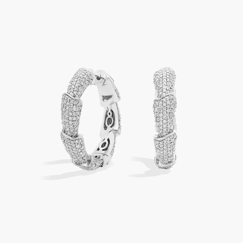 Pave Snake Layered Hoops in 14k White Gold (3 1/2 Ct. Tw.)