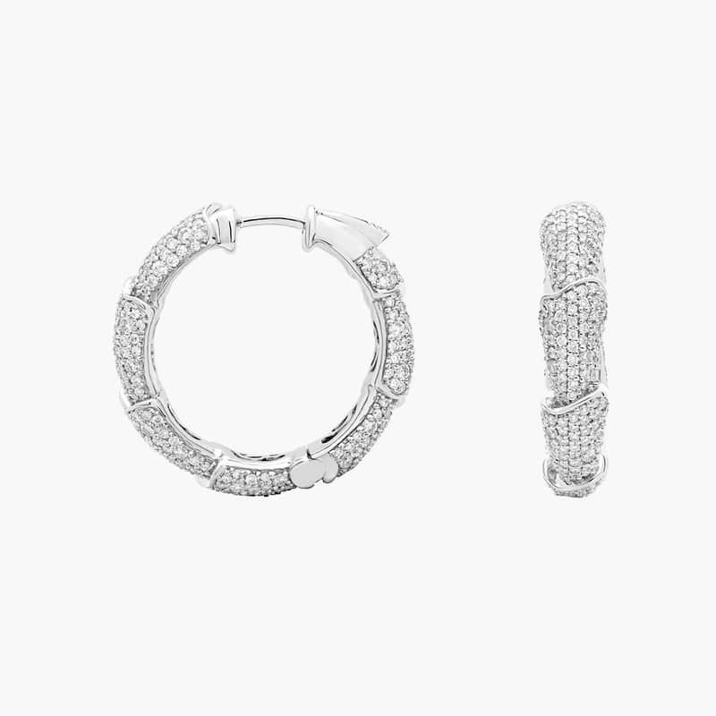 Pave Snake Layered Hoops in 14k White Gold (3 1/2 Ct. Tw.)