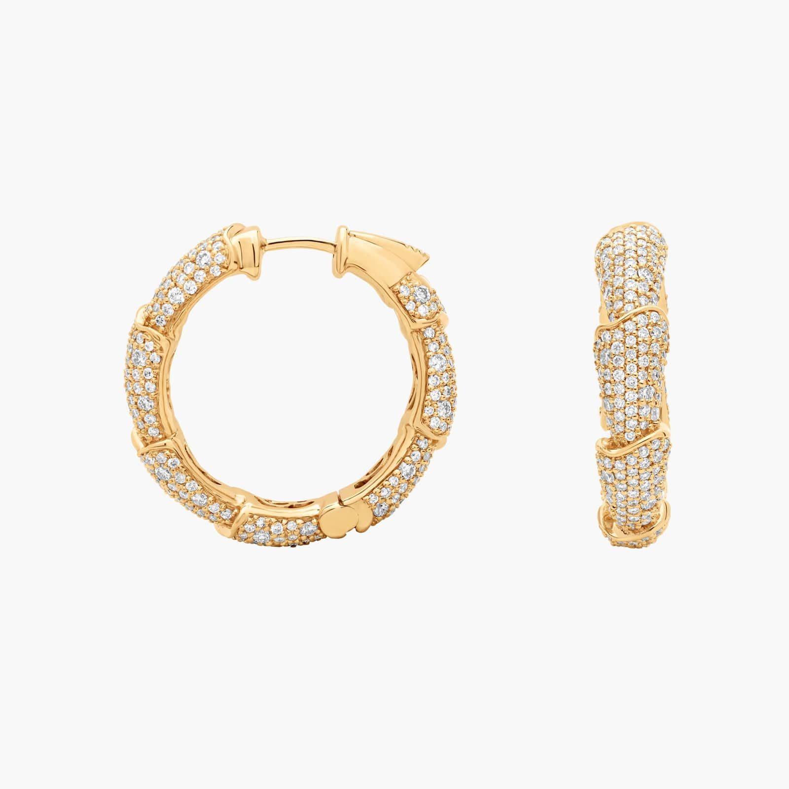 Pave Snake Layered Hoops in 14k White Gold (3 1/2 Ct. Tw.)