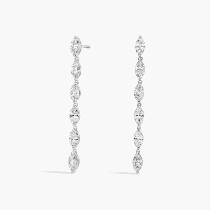 Marquise Diamond Linear Drop Earrings in 14k White Gold (2 1/2 Ct. Tw.)