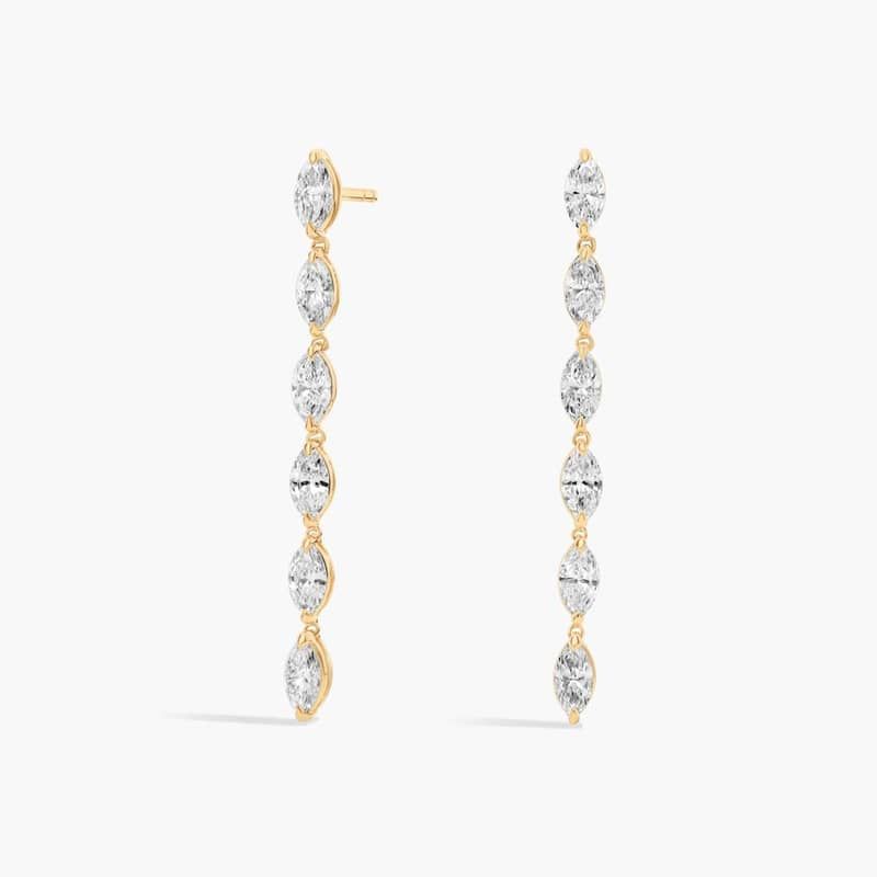 Marquise Diamond Linear Drop Earrings in 14k Yellow Gold (2 1/2 Ct. Tw.)