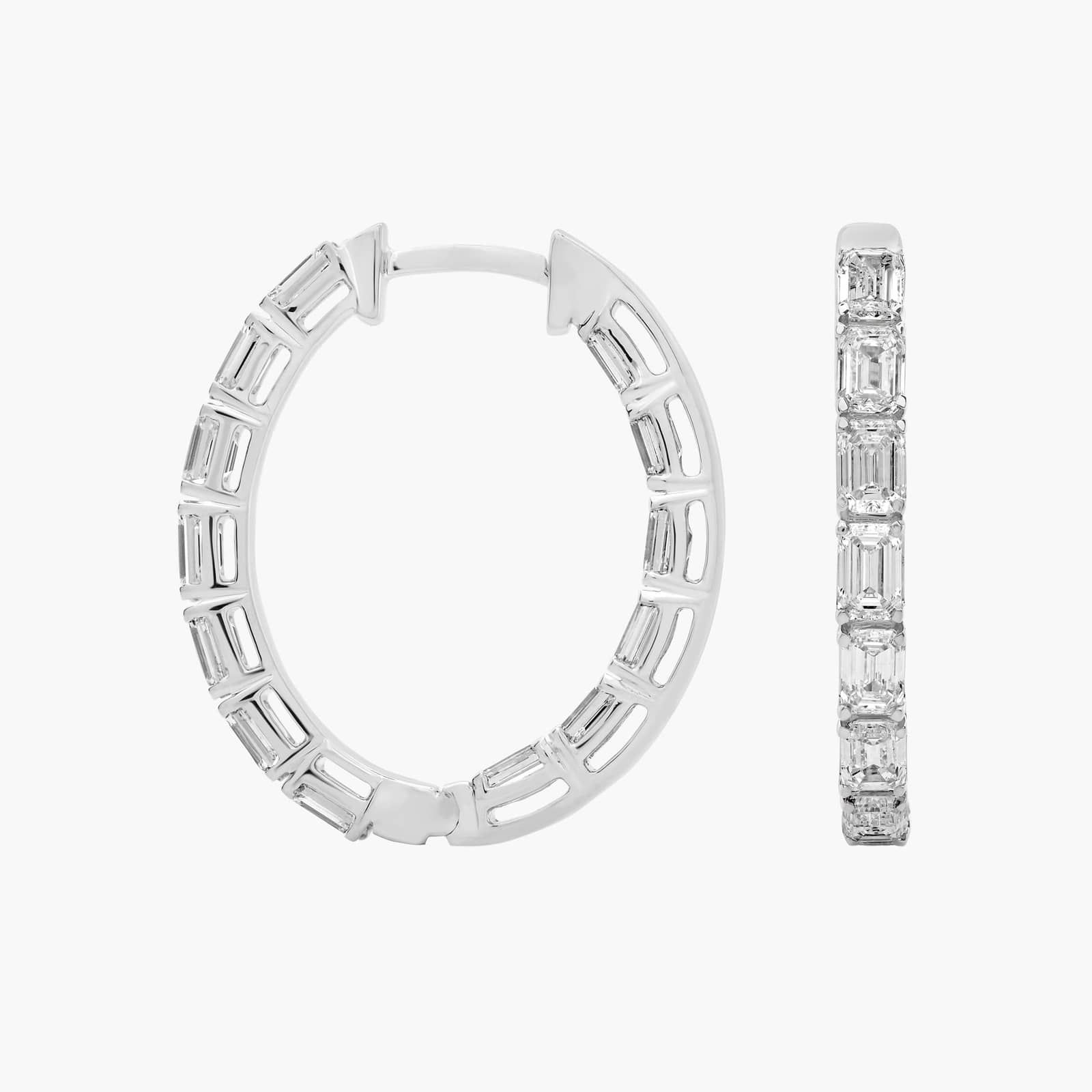 Emerald Cut Diamond Eternity Hoops in 14k White Gold (3 Ct. Tw.)