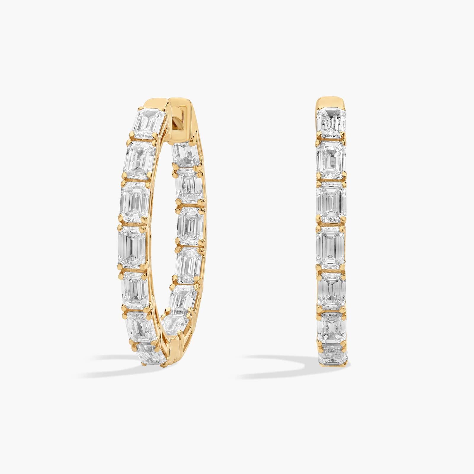 Emerald Cut Diamond Eternity Hoops in 14k Yellow Gold (3 Ct. Tw.)