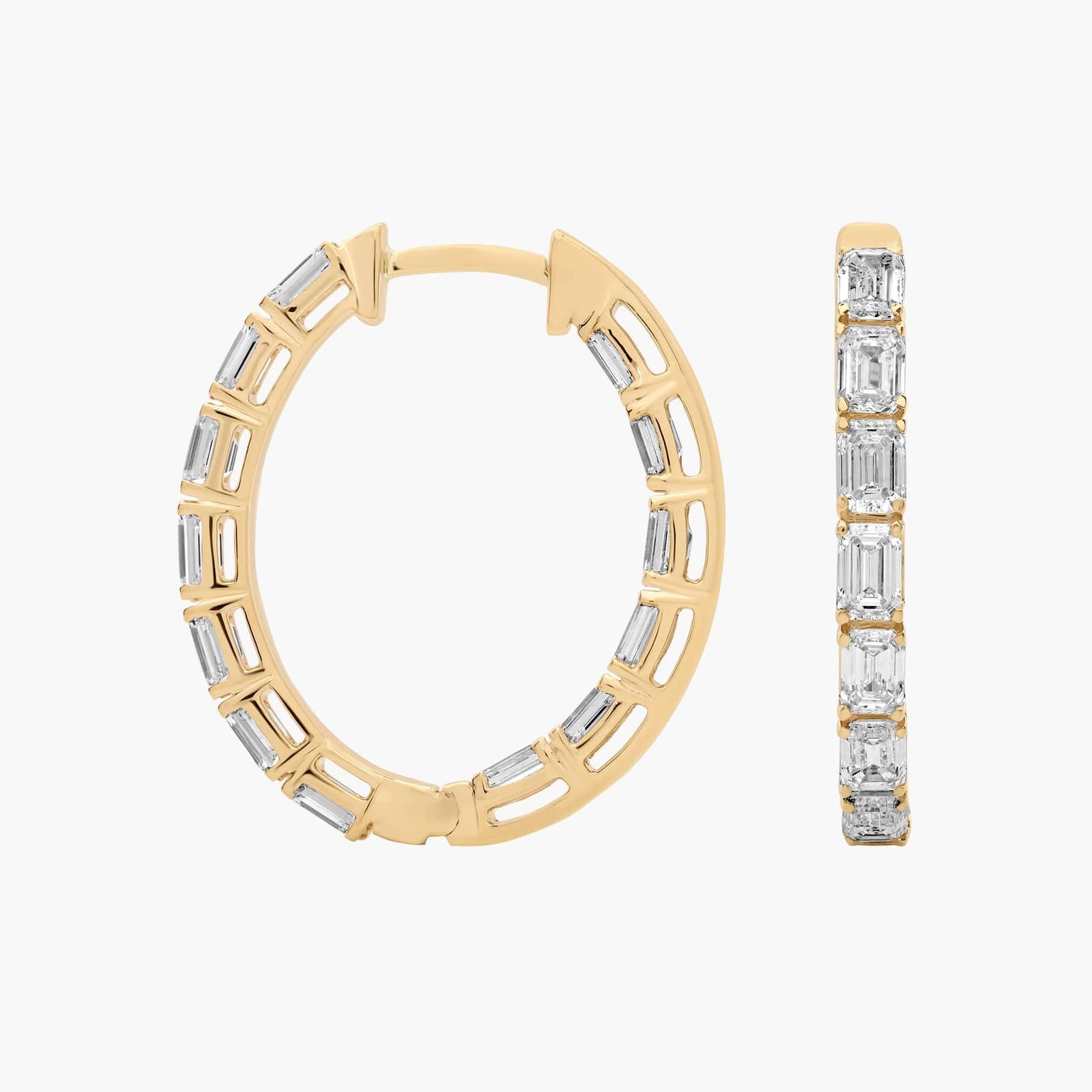 Emerald Cut Diamond Eternity Hoops in 14k Yellow Gold (3 Ct. Tw.)