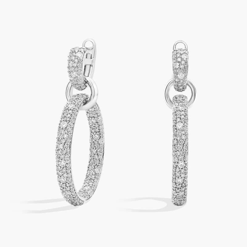 Diamond Mosaic Dangle Hoop Earring in 14k White Gold (4 Ct. Tw)