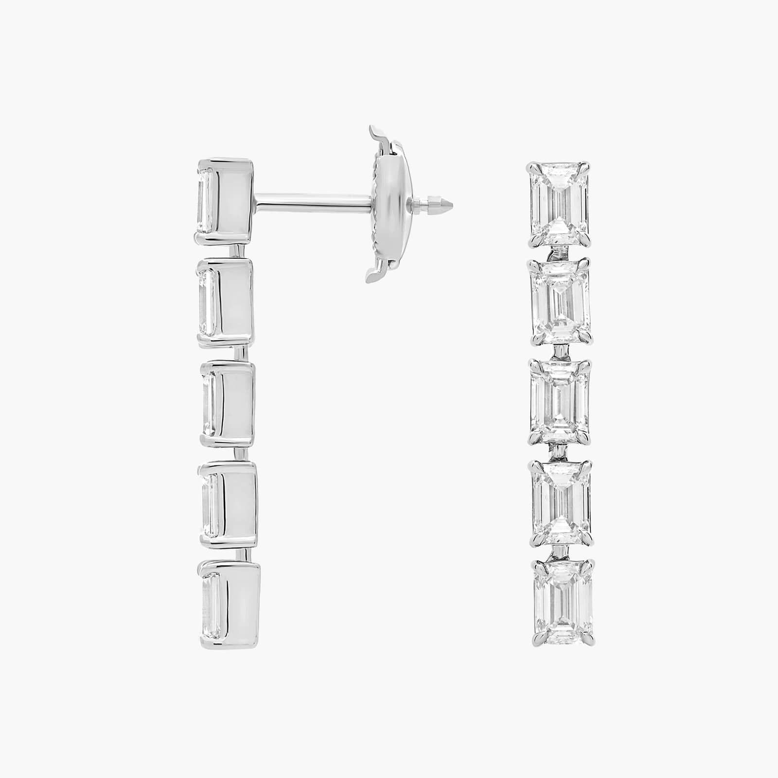 Emerald Cut Linear Drop Earrings in 14k White Gold (2 2/5 Ct. Tw.)