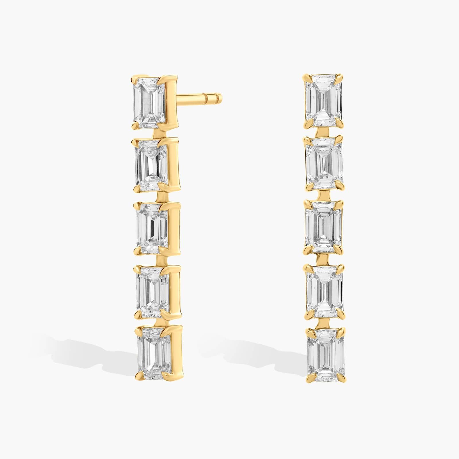Emerald Cut Linear Drop Earrings in 14k Yellow Gold (2 2/5 Ct. Tw.)