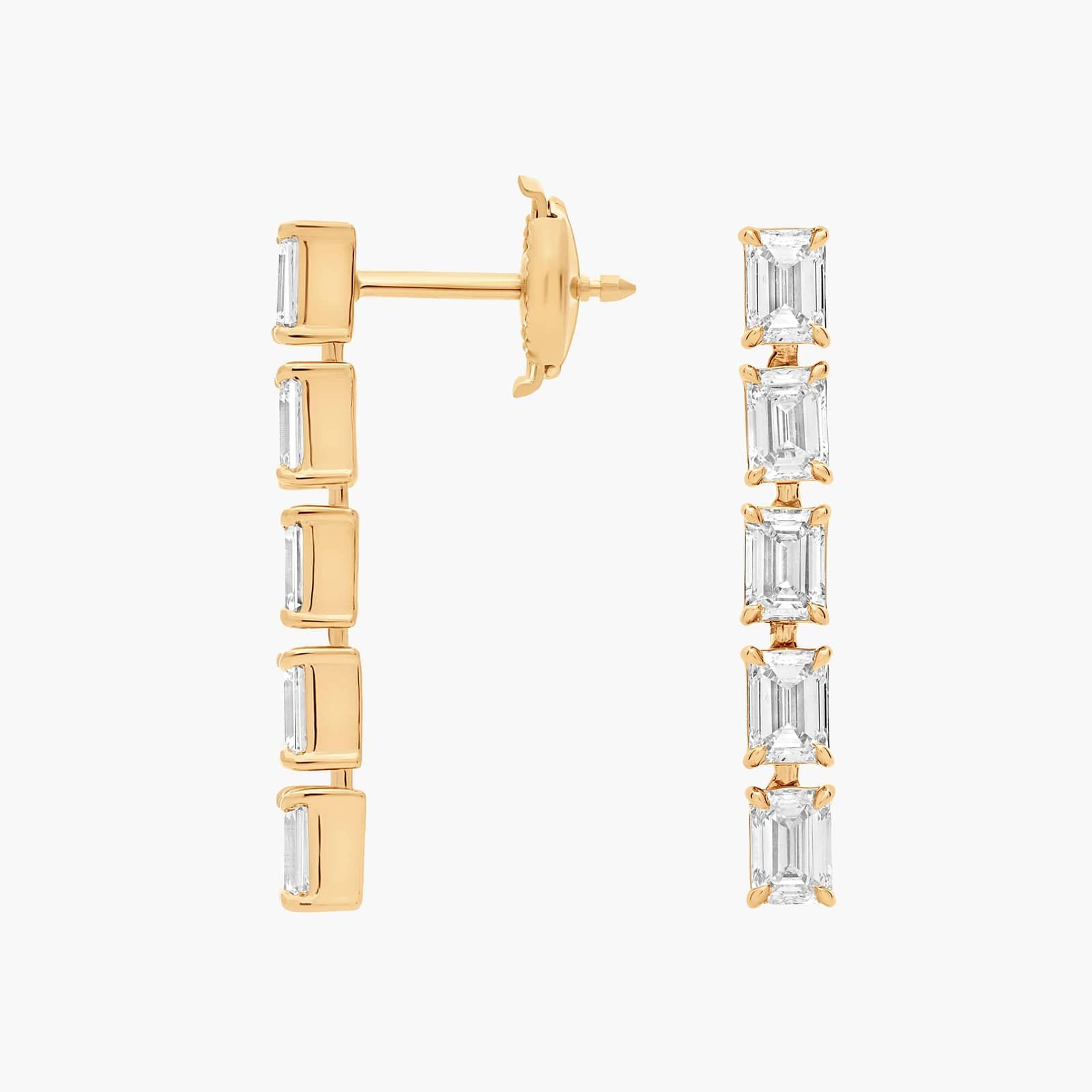 Emerald Cut Linear Drop Earrings in 14k Yellow Gold (2 2/5 Ct. Tw.)