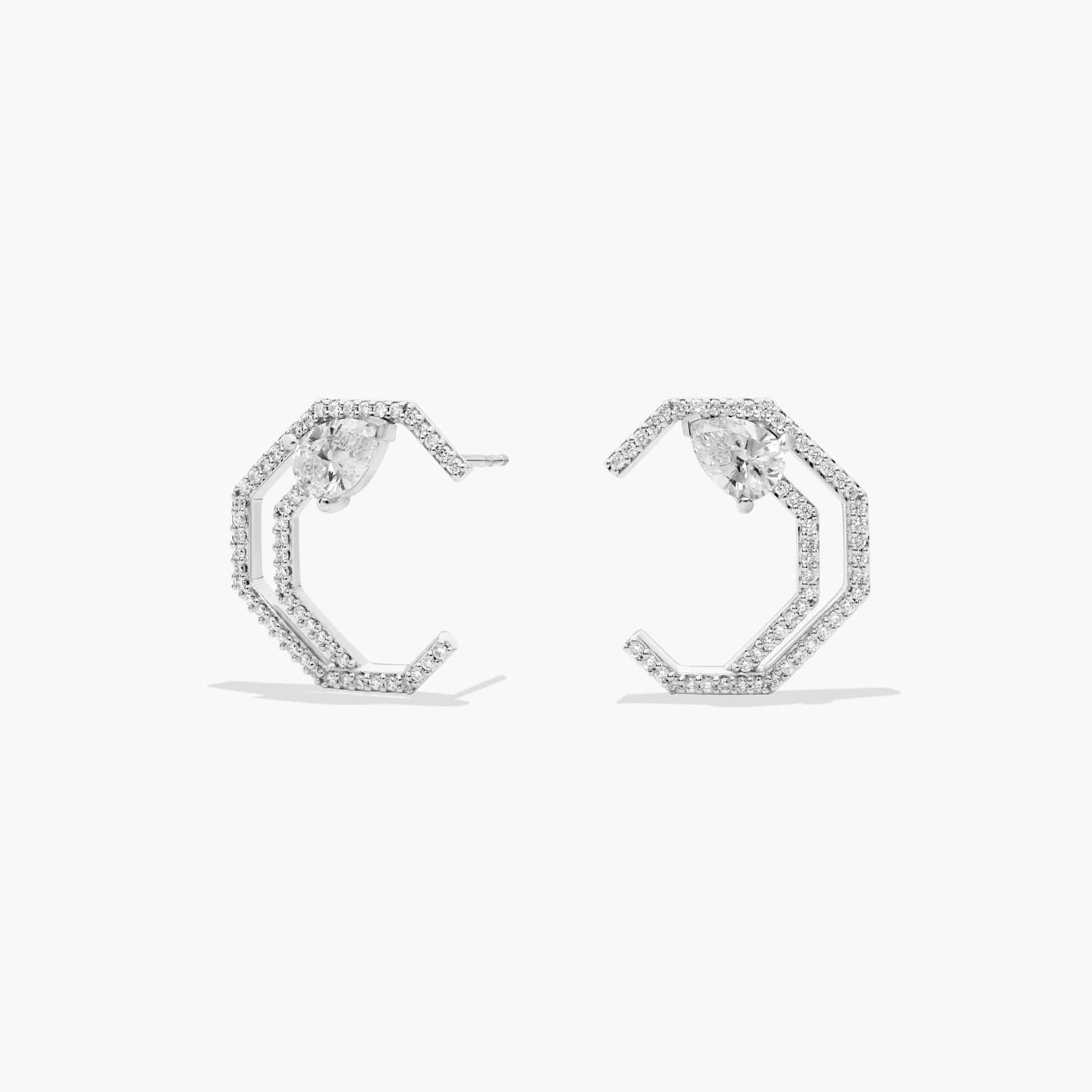 Pear Lab Grown Diamond Geometric Earrings In 14k White Gold (1 1/3 Ct. Tw.)