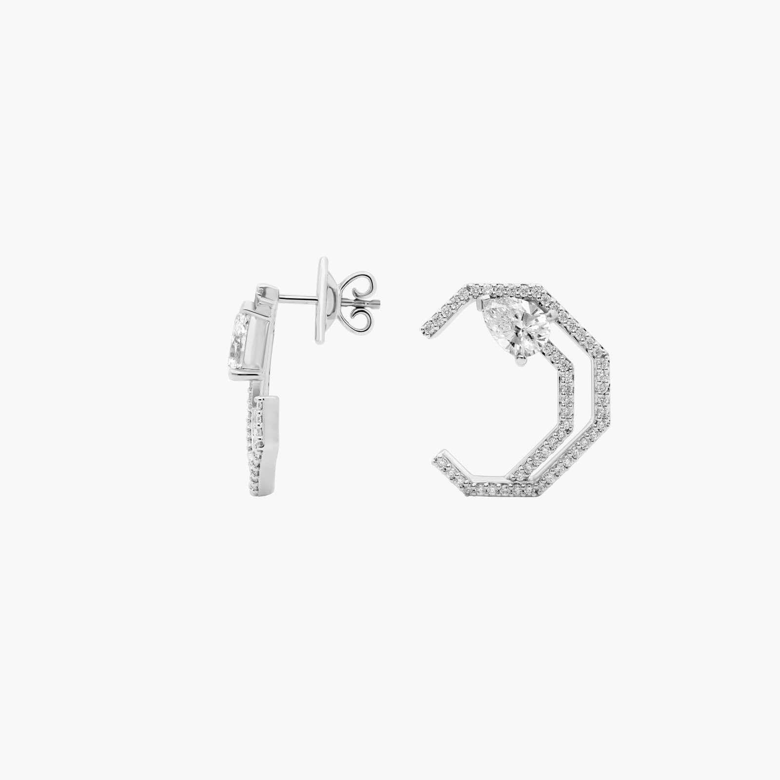 Pear Lab Grown Diamond Geometric Earrings In 14k White Gold (1 1/3 Ct. Tw.)