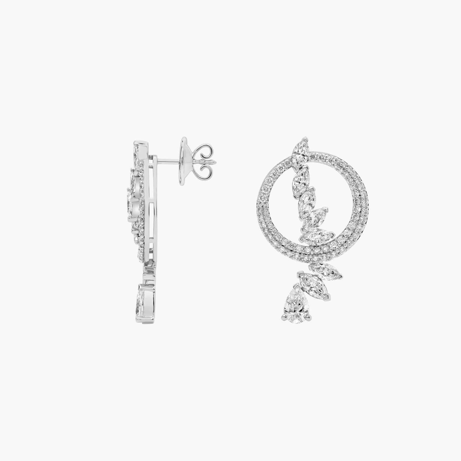 Pear and Marquise Lab Grown Diamond Array Drop Earrings in 14K White Gold (4 Ct. Tw.)