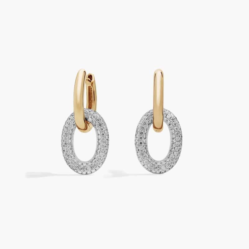 Two-Toned Interlocking Pavé Link Dangle Earrings in 14K Yellow Gold (1 1/4 Ct. Tw.)