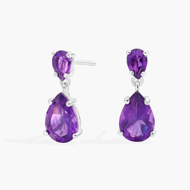 Amethyst Teardrop Drop Earring in Sterling Silver (10x7mm)