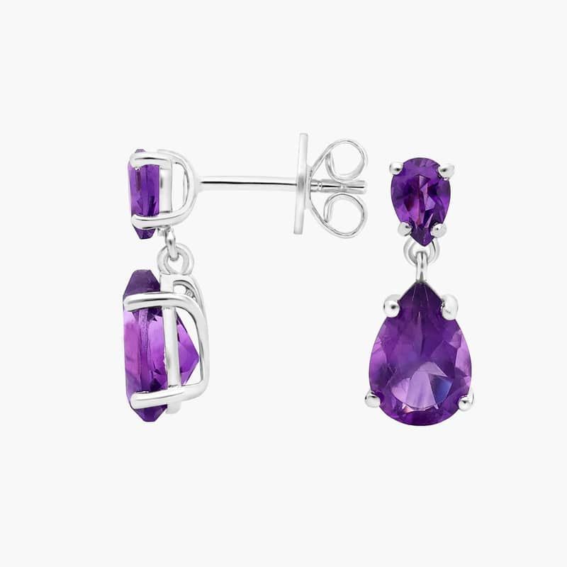 Amethyst Teardrop Drop Earring in Sterling Silver (10x7mm)