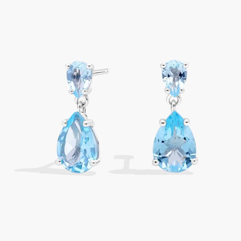 Blue Topaz Teardrop Drop Earring in Sterling Silver (10x7mm)