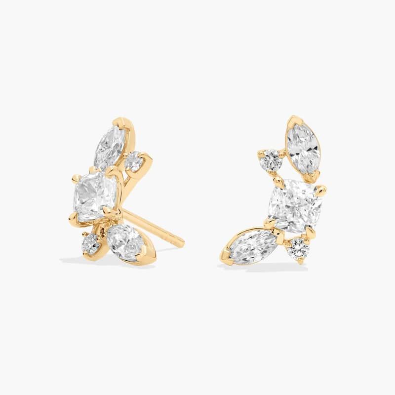 Lab Grown Diamond Cluster Stud Earrings in 18K Yellow Gold (1 3/4 Ct. Tw.)