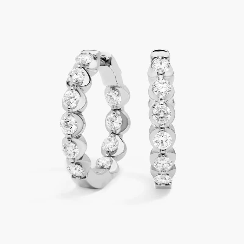 Illusion Hoop Earrings With Lab-Grown Diamonds In 14K White Gold