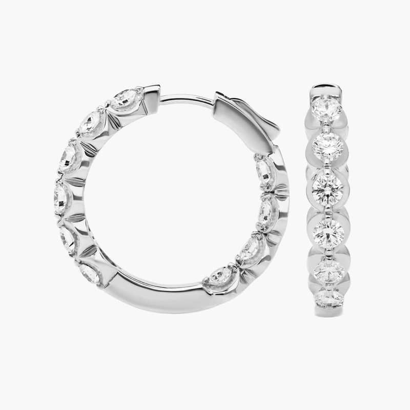 Illusion Hoop Earrings With Lab-Grown Diamonds In 14K White Gold