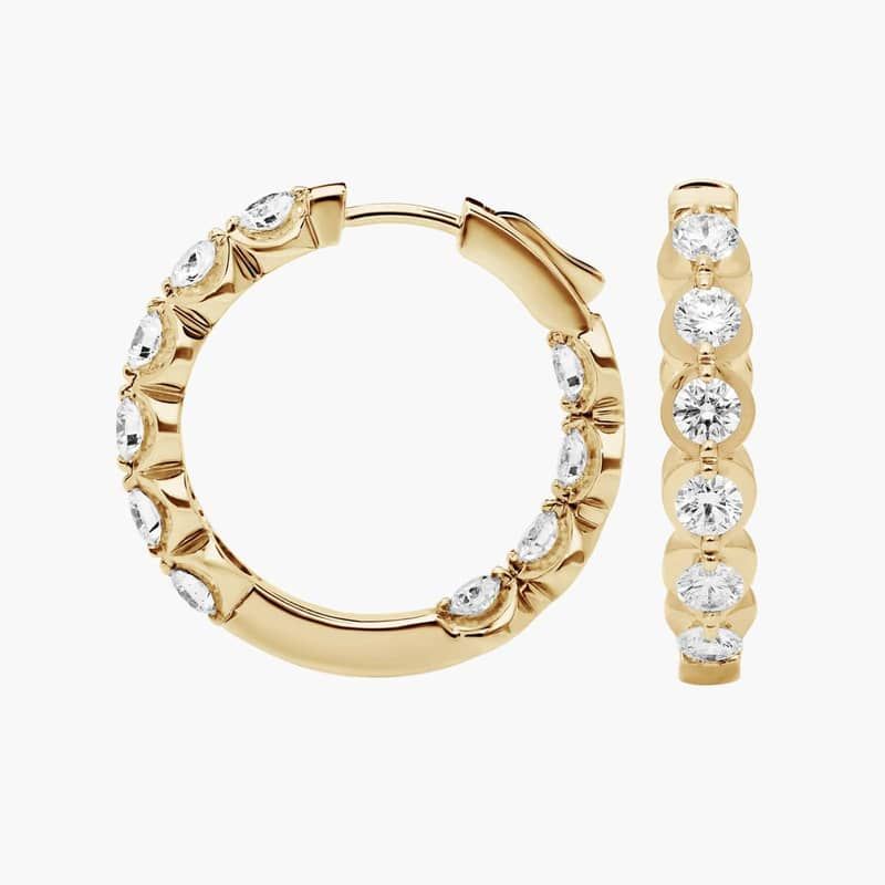 Illusion Hoop Earrings With Lab-Grown Diamonds In 14K Yellow Gold
