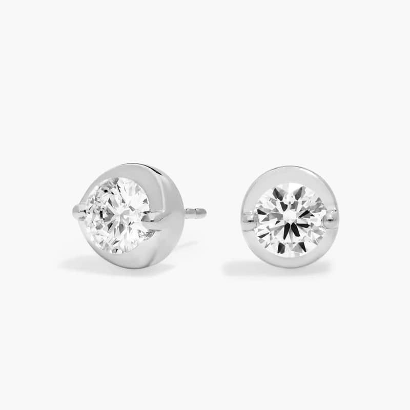 Illusion Stud Earrings With Lab-Grown Diamonds In 14K White Gold