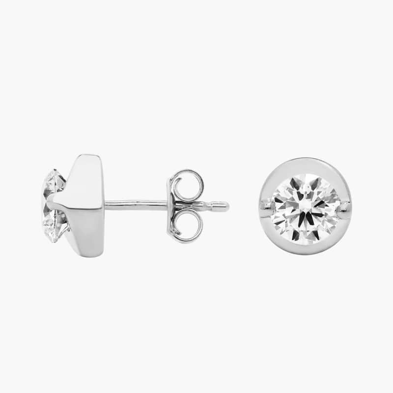 Illusion Stud Earrings With Lab-Grown Diamonds In 14K White Gold