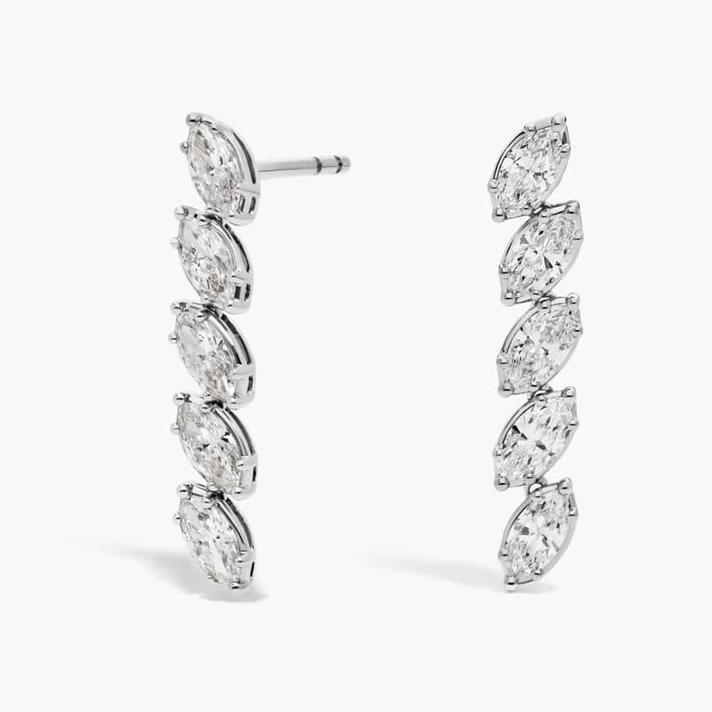 Drop Earrings With 1.70 CTW Marquise Cut Lab-Grown Diamonds In 14K White Gold